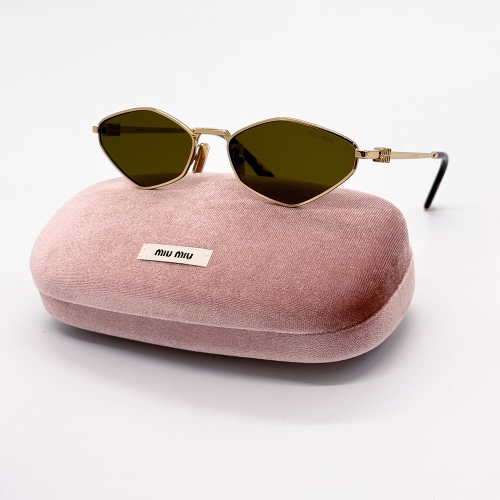 NEW MIU MIU MU56ZS 5AK09Z GEOMETRIC SMU 56Z 5AK09Z GOLD MU 56ZS WOMEN SUNGLASSES
